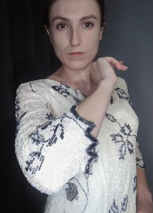 Элегантная, винтажная блуза (шелк!) расшитая бисером от британского бренда jacques vert4 фото