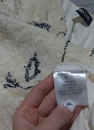 Элегантная, винтажная блуза (шелк!) расшитая бисером от британского бренда jacques vert7 фото