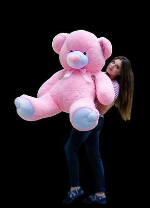 Медведь большой мишка мягкая игрушка высококачественный плюш наполнитель синтепон холлофайбер розовый 140 см1 фото