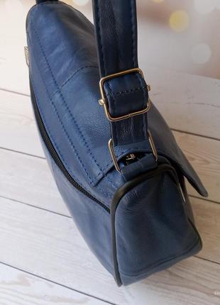 Женская кожаная сумка даяная – сумка из натуральной кожи. цвет – синий4 фото