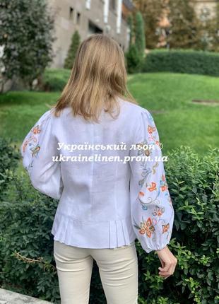 Блуза лугань белая с вышивкой, льняная, вышиванка, галерея льна 40-52рр.5 фото