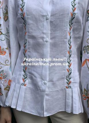 Блуза лугань белая с вышивкой, льняная, вышиванка, галерея льна 40-52рр.8 фото