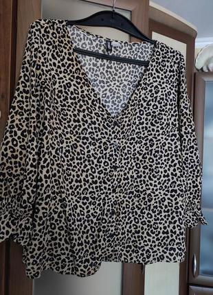 Блуза рубашка леопард вискоза м-л1 фото