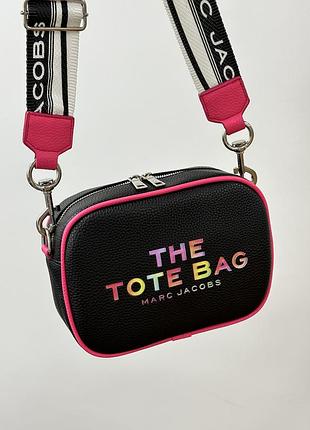 Женская сумка марк джейкобс черная marc jacobs crossbody leather bag black/rainbow