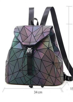 Рюкзак женский bao bao треугольники голографический (флуоресцентный) хамелеон светящийся6 фото