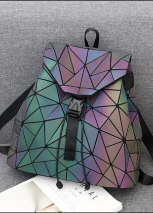 Рюкзак жіночий bao bao трикутники голографічний (флуоресцентний) хамелеон світний2 фото