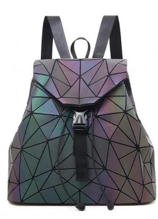 Рюкзак жіночий bao bao трикутники голографічний (флуоресцентний) хамелеон світний3 фото
