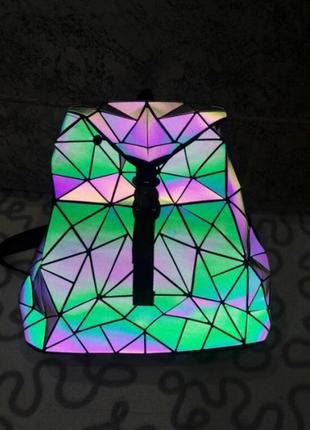 Рюкзак женский bao bao треугольники голографический (флуоресцентный) хамелеон светящийся9 фото