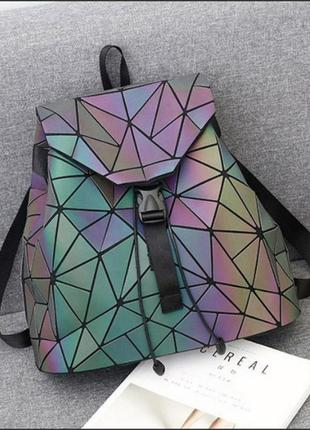 Рюкзак жіночий bao bao трикутники голографічний (флуоресцентний) хамелеон світний5 фото