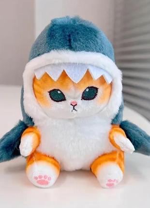 Брелок котик акула, аниме, котенок в костюме акулы, мофусанд, мягкая игрушка2 фото