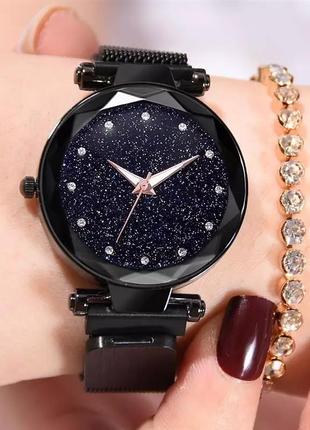 Женские часы starry sky watch на магнитной застёжке черные