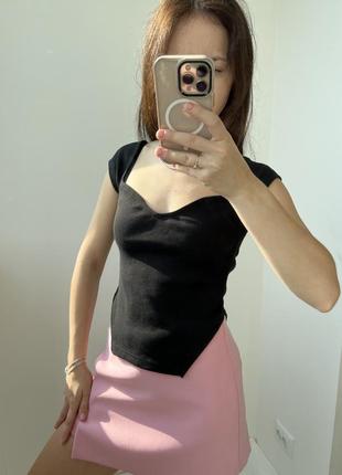 Новая черная футболка в рубчик2 фото