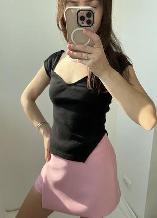 Новая черная футболка в рубчик8 фото