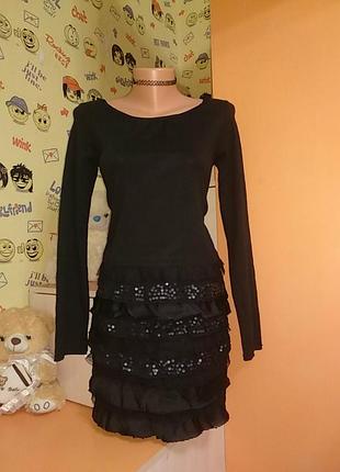Сукня, паєтки, фатін, розмір s (можна м)