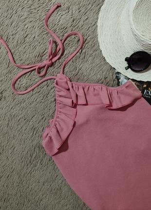Шикарная розовая юбка с рюшами и завязкой3 фото