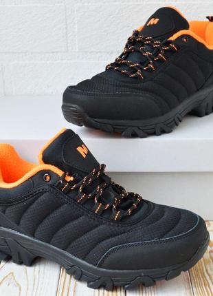 Merrell vibram черные с оранжевым термо кроссовки мужские нейлон зимние осенние водонепроницаемые мертел ботинки низкие на флисе