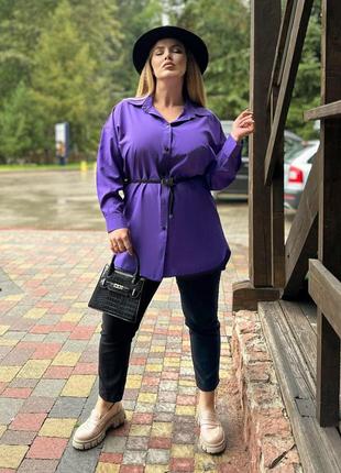 Стильна повсякденна жіноча блуза із софту асиметрична жіноча сорочка батал яскраві кольори3 фото