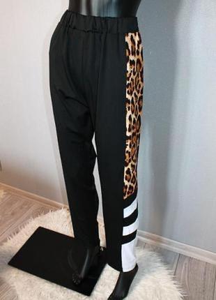 Гламурные черные спортивные прогулочные повседневные брюки со вставками большой размер xl-xxl