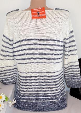 Брендовая вязаная кофта свитер джемпер в полоску per una италия акрил этикетка2 фото