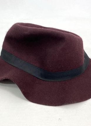 Шляпа фетровая, стильная, вишневая4 фото
