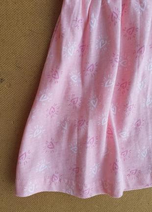 Розовое коттоновое платье в сердечко на 2-3 года4 фото