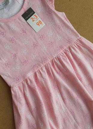 Розовое коттоновое платье в сердечко на 2-3 года5 фото