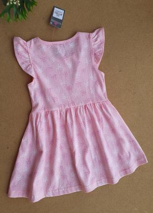 Розовое коттоновое платье в сердечко на 2-3 года8 фото