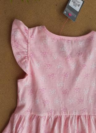 Розовое коттоновое платье в сердечко на 2-3 года9 фото