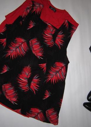 Красивая блуза трапеция яркий принт "перышки" sale