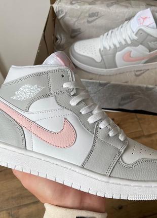 Кросівки jordan 1 retro custom light grey/smoke white