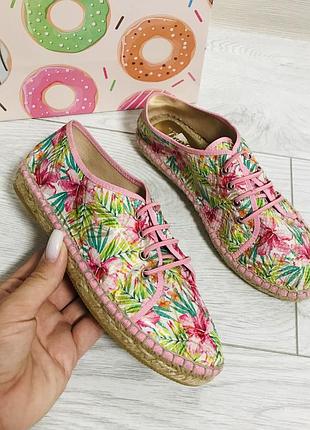 Новые стильные тканевые кеды-эспадрильи в цветочный принт