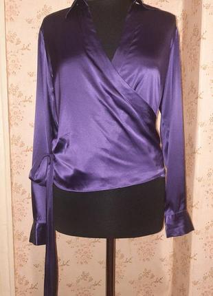 Шовкова блуза на запах сочного кольору.
