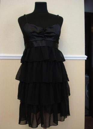 Маленькое черное шифоновое платье коктейльное платье