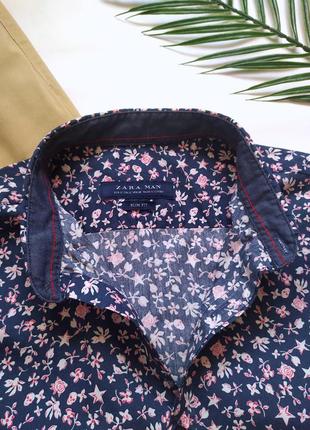 Хлопковая рубашка в мелкий цветочный принт от zara, 100% хлопок, длинный рукав3 фото
