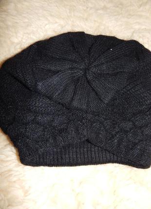 Вязанная шерстяная шапка со стразами2 фото