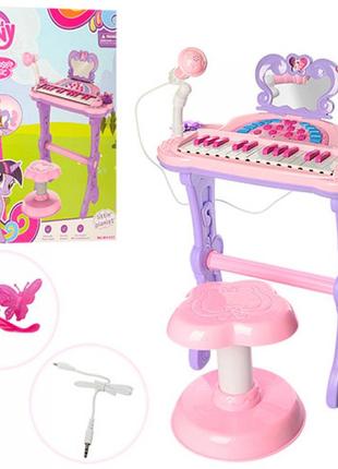 Дитяче піаніно синтезатор на ніжках зі стільчиком та мікрофоном