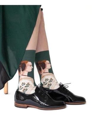 Шкарпетки з принтом демісезонні 36-39 принцеса зелені1 фото