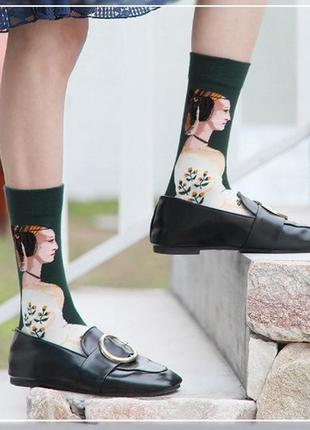 Шкарпетки з принтом демісезонні 36-39 принцеса зелені3 фото