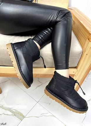 Дутики уги валянки зимові черевики з хутром на затяжці плащівка