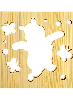 Светильник ночник arteco light из дерева led "веселый медвеженок" с пультом и регулировкой цвета, двойной rgb