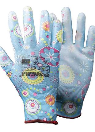 Рукавички трикотажні з частковим пу-покриттям р7 (сині, манжет) sigma (9446541)