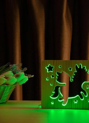 Світильник нічник arteco light з дерева led "чарівний єдиноріг" з пультом та регулюванням кольору, rgb9 фото