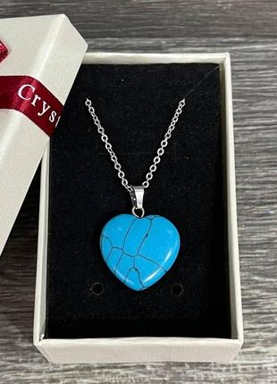 Оригинальный подарок девушке - натуральный камень голубая бирюза кулон в форме...