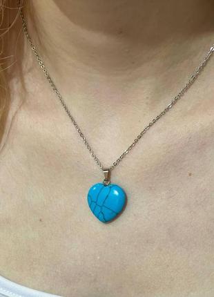Оригинальный подарок девушке - натуральный камень голубая бирюза кулон в форме...