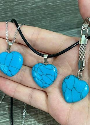 Оригинальный подарок девушке - натуральный камень голубая бирюза кулон в форме...