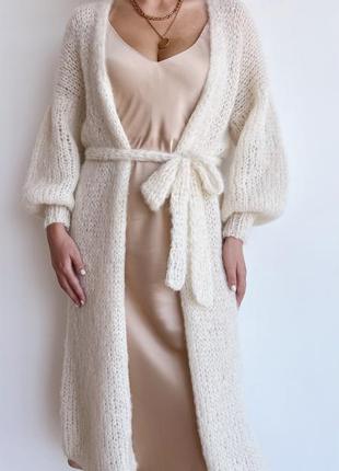 Кремовый кардиган оверсайз из шерсти альпака