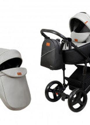 Дитяча коляска 2 в 1 multifunctional angelina amica bliss світло-сіра (еко-шкіра)
