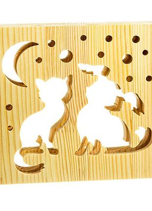 Светильник ночник arteco light из дерева led "кот и собачка" с пультом и регулировкой цвета, rgb4 фото