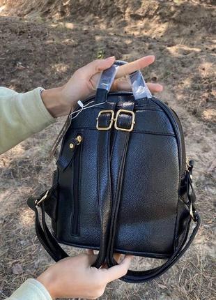 Модный детский рюкзачок, рюкзак со строчкой черный экокожа8 фото