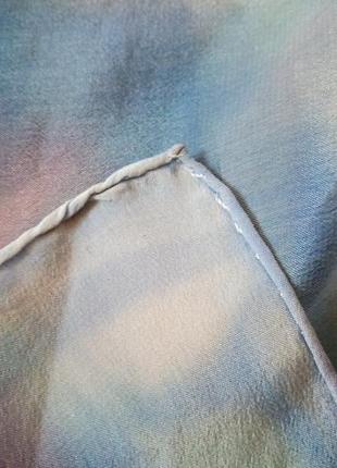 Бомбезний шовковий платок 85*85  у пудрово голубих відтінках7 фото
